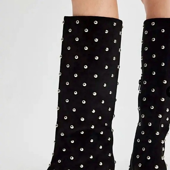Free People Jeffrey Campbell All Night Studded Kitten Boot Black Vegan - Picture 8 of 10
